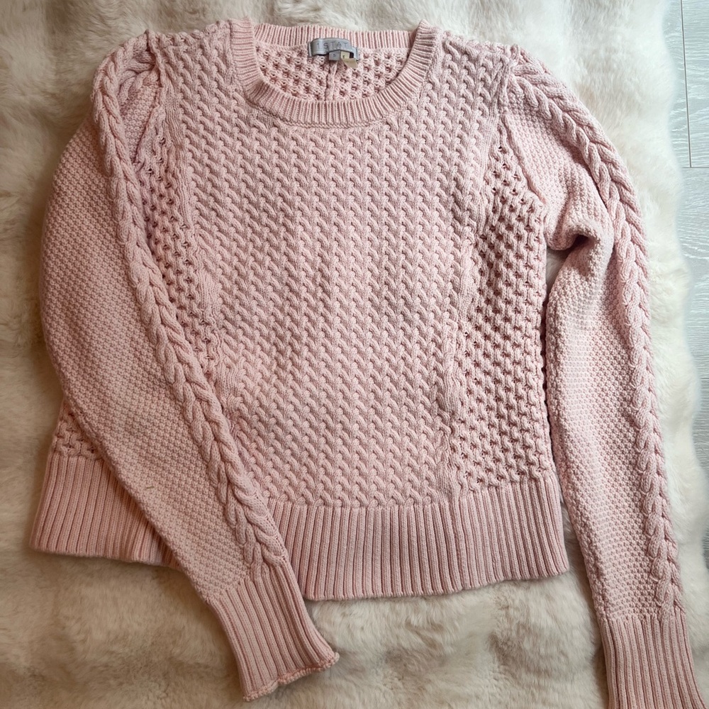 1. State Light Pink Cable Knit Crew Neck Sweater Like New